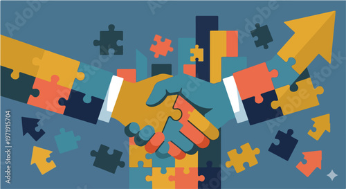 Entrepreneurs shaking hands for new business venture