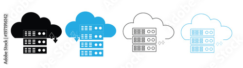 Cloud infrastructure server architecture icon network system hosting technology vector illustration.