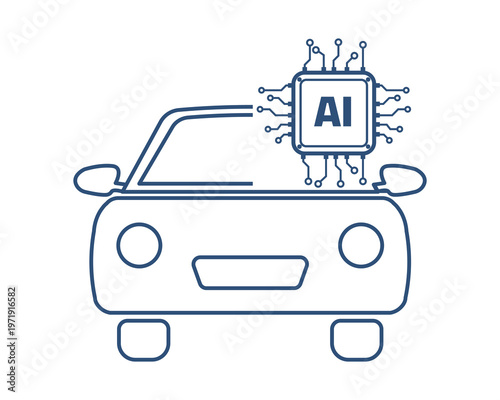 Self driving vehicle intelligence symbol representing smart auto tech.