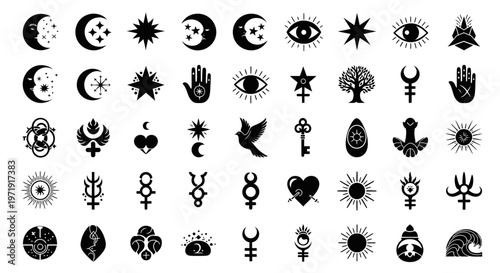 Mystical Symbols Collection: Celestial, Alchemy, Esoteric Icons & Astrology Signs