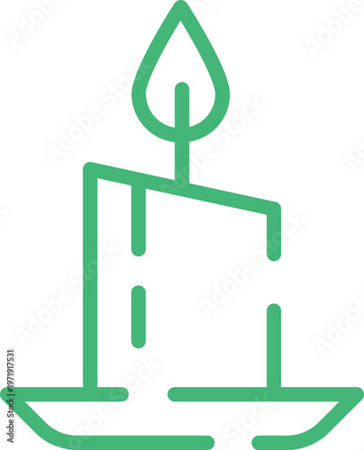 Minimalistic Rounded Candle Line Art Icon