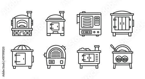 Oven Icons: Pizza, Bakery, Industrial, and Modern Designs