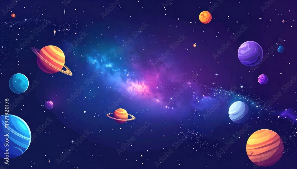 Naklejka premium Cosmic Dreams and Celestial Wonders