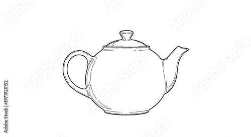 Simple Hand Drawn Teapot Sketch, Minimalist Outline Illustration