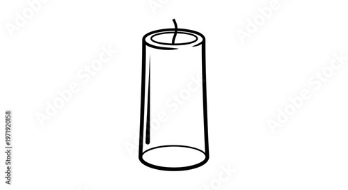 Simple Outline Drawing of a Tall Cylindrical Candle with Wick