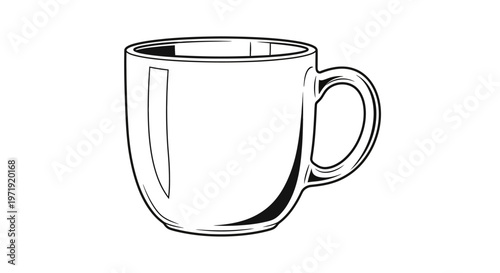 Simple white ceramic coffee cup, isolated on white background, studio shot.