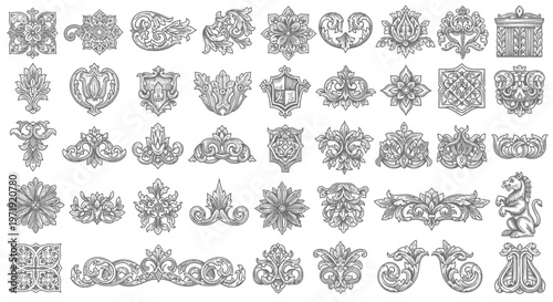 Vintage Decorative Ornaments and Flourishes Set - Vector Design Elements