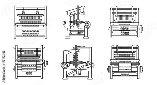 Vintage Loom Designs: Collection of Traditional Textile Machines