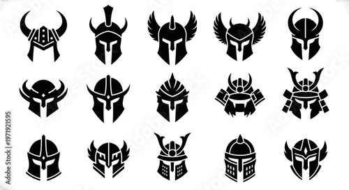 Warrior Helmets Collection - Ancient Warrior, Knight, Samurai, Viking Icons