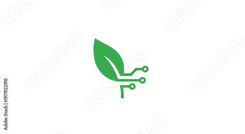 Green Technology Leaf Logo Symbolizing Eco-Friendly Innovation and Sustainability.