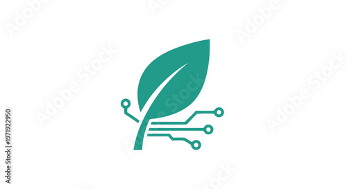 Green Technology Leaf Symbolizing Eco-Friendly Innovation and Sustainability.