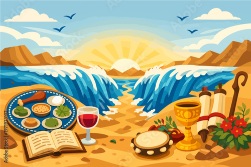 Last day of Passover illustrator