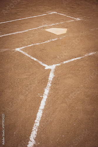 Baseball and softball field with home plate and chalk lines