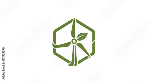 Green Wind Turbine Logo Depicting Renewable Energy and Sustainability.