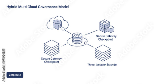 Hybrid Multi Cloud Governance Model Diagram Illustration.