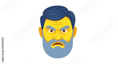 Angry Man Face, Frustrated Expression, Grumpy Senior Male, Negative Emotion