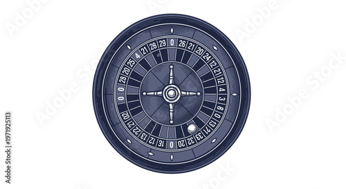 Vintage Roulette Wheel Illustration, Casino Game Symbol, Gambling Concept