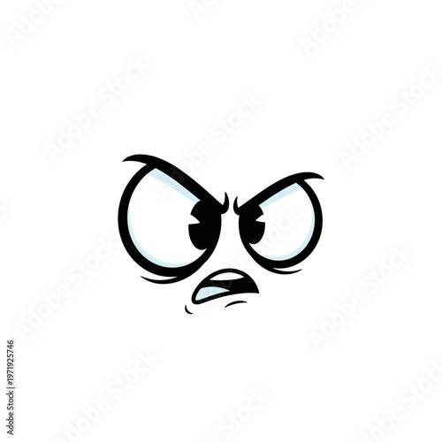 Angry cartoon face illustration with expressive eyes and frown  
