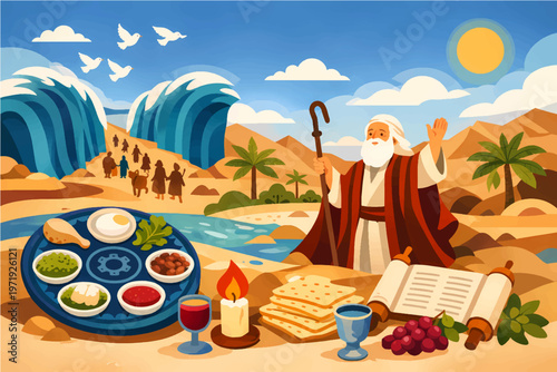 Last day of Passover illustrator