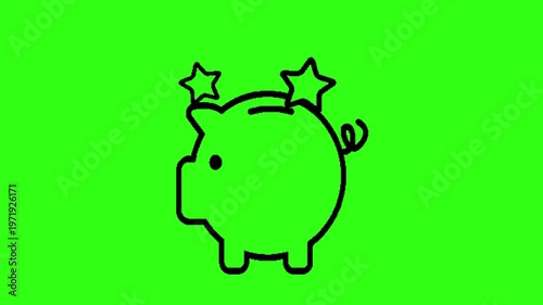 Insert coin in a piggy bank animation
