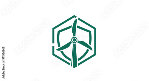 Green Wind Turbine Logo on White Background for Energy.