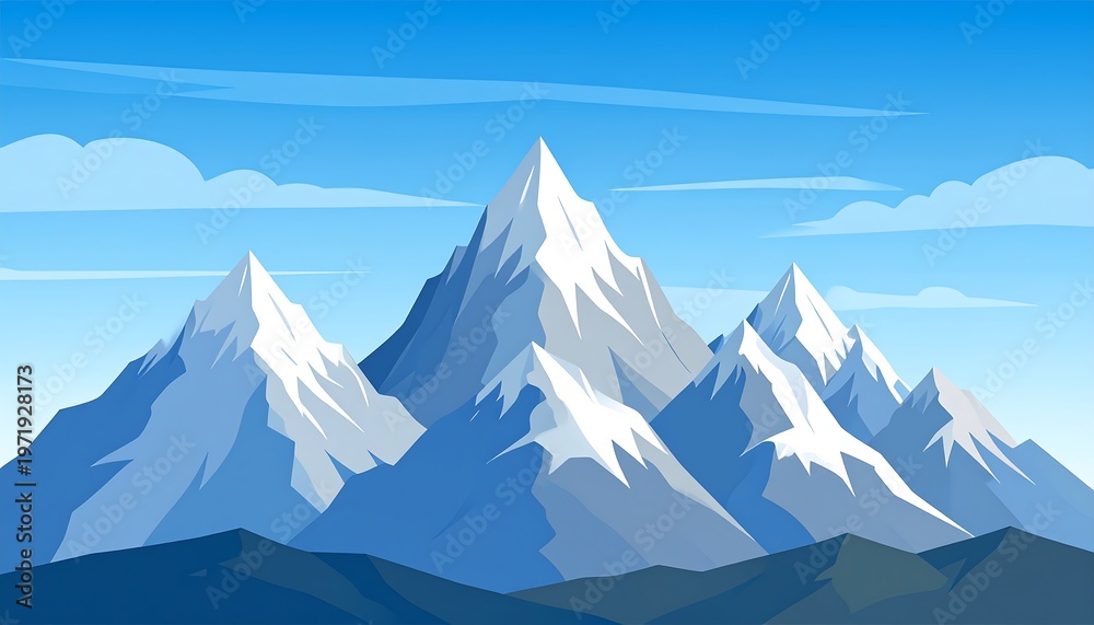 Fototapeta premium Majestic Snow-Capped Mountains Under a Clear Blue Sky.