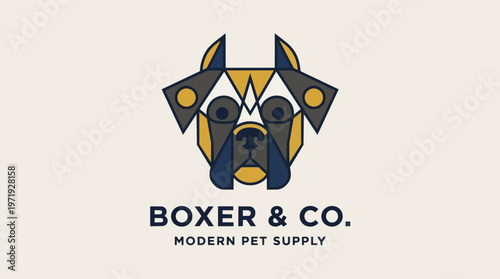 Boxer dog face logo.