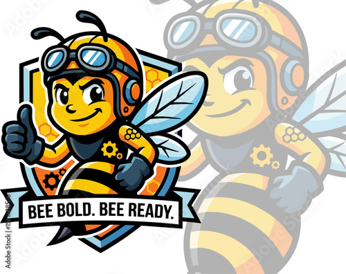 Cartoon Bee Wearing Goggles.