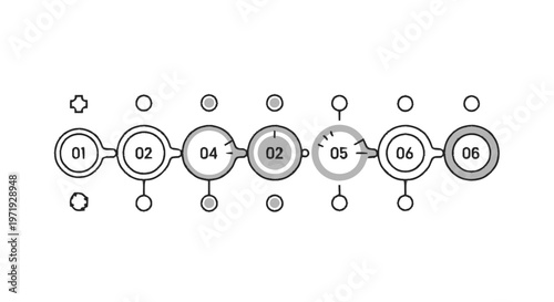 Infographic Timeline with Circular Steps and Numerical Sequence.