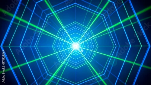 Blue and Green Laser Light Beams.