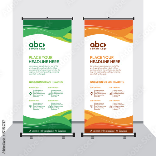 Modern pull up banner template for company information display