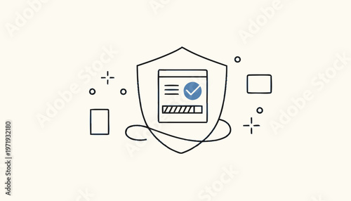 Iconic Shield Depicting Secure Website with Checkmark and Loading Bar.