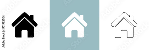 Three Minimalist House in Black White and Light Blue