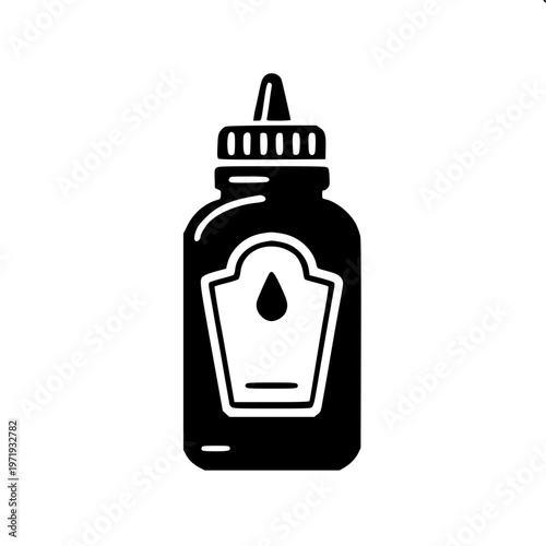 Black and white condiment bottle icon