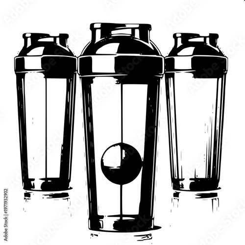 Minimalist black sports shaker bottle outline