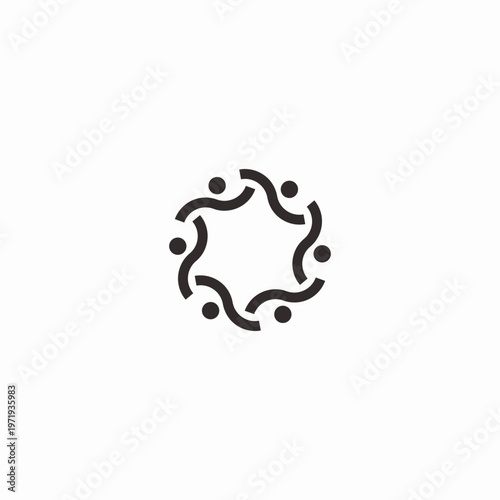 Circular design featuring interconnected figures representing community and unity.