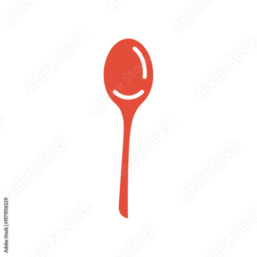 Isolated Red Spoon Illustration on White Background for Culinary Use.