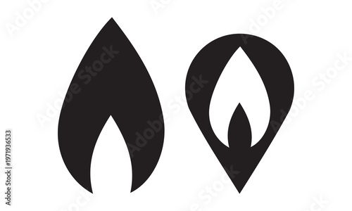 Bild auf Leinwand Two black stylized flame or fire icons