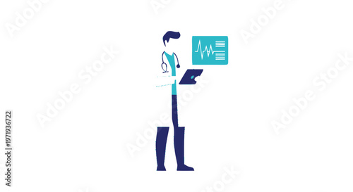 Medical professional reviewing patient data on a digital tablet, healthcare concept.