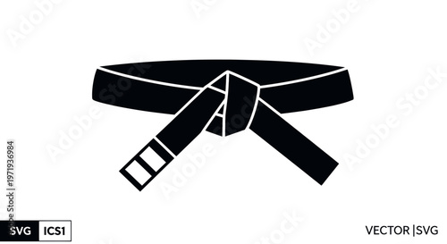 Black Belt Icon Silhouette - Martial Arts Achievement Symbol