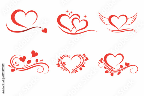 Collection of romantic heart designs love symbols and valentine's day graphics