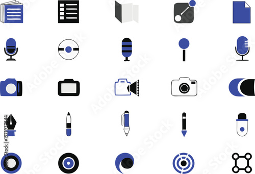 Creative media and journalism icon collection for digital branding