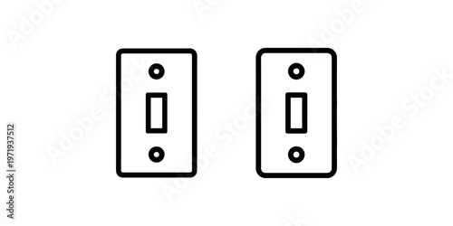 Two simple electrical light switch icons representing on off power control and home automation or technology settings vector