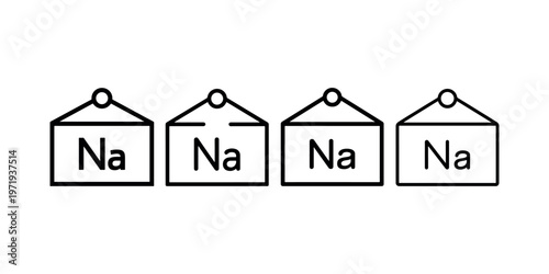Four stylized sodium chemical element symbols Na for chemistry laboratory research and development or science education study on white background vector
