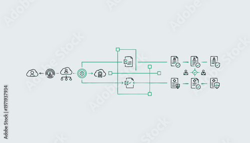 Intricate Digital Schematic Depicting Complex Data Flow and Processing.
