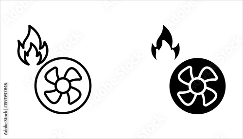 heating system icon set, isolated on white background. Vector illustration.