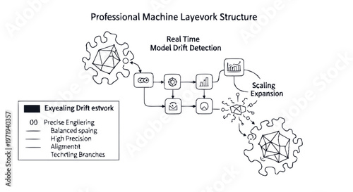Machine Learning Layework Structure Diagram Illustration on White.