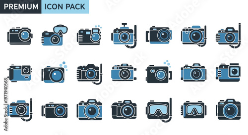 Camera Icons: Digital, Underwater, Action, Retro, Vintage, DSLR, Mirrorless, Vintage