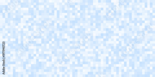 Winter snow pixel art light blue 8-bit mosaic tiles pattern. Retro computer game water texture. Y2K arcade pixelated background. Minimalistic cold, frozen seamless pattern. Vector illustration