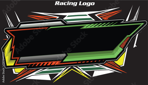 Outline and painted racing logo. Isolated in black background, for t-shirt design, ness purposes.